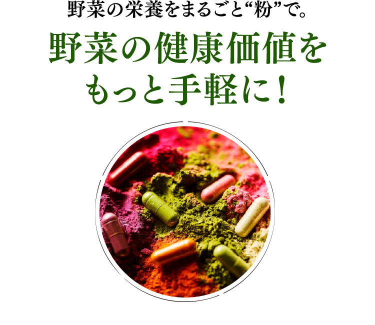 野菜の栄養をまるごと“粉”で。野菜の健康価値をもっと手軽に！